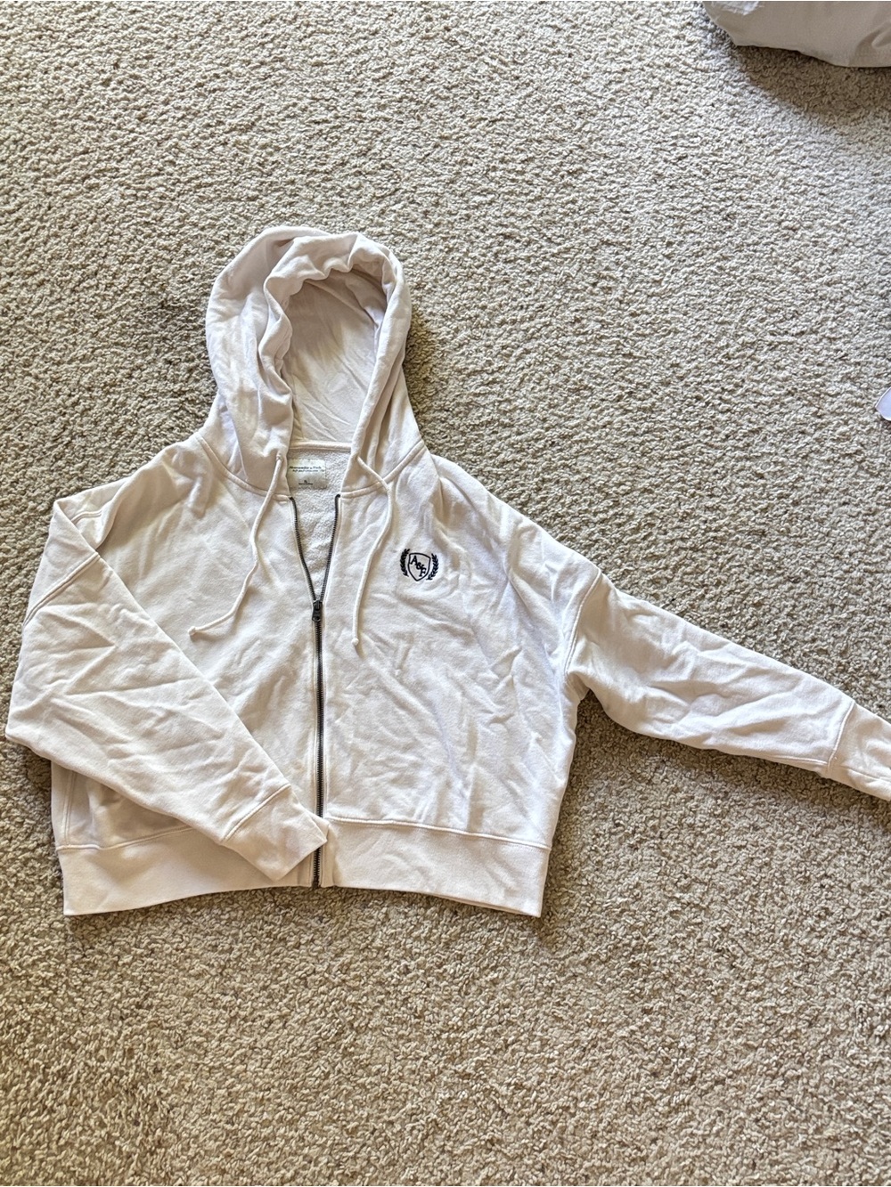 Abercrombie & Fitch Cream Hooded Zip-Up Jacket